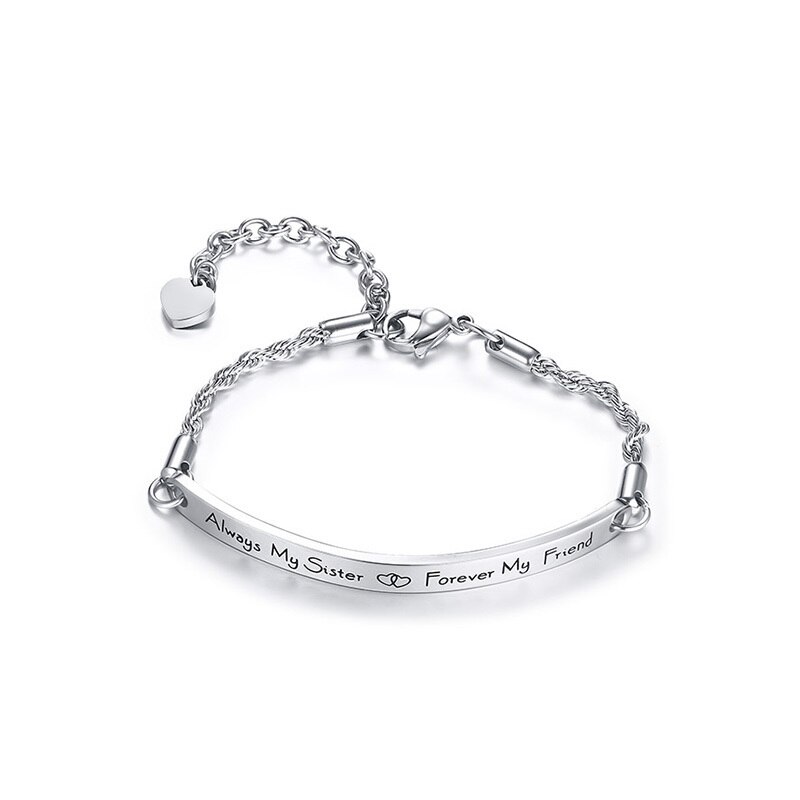 Vnox Beste Vriend Zus Armbanden Vriendschap Sieraden Rose Goud Rvs Ketting: Silver Plated