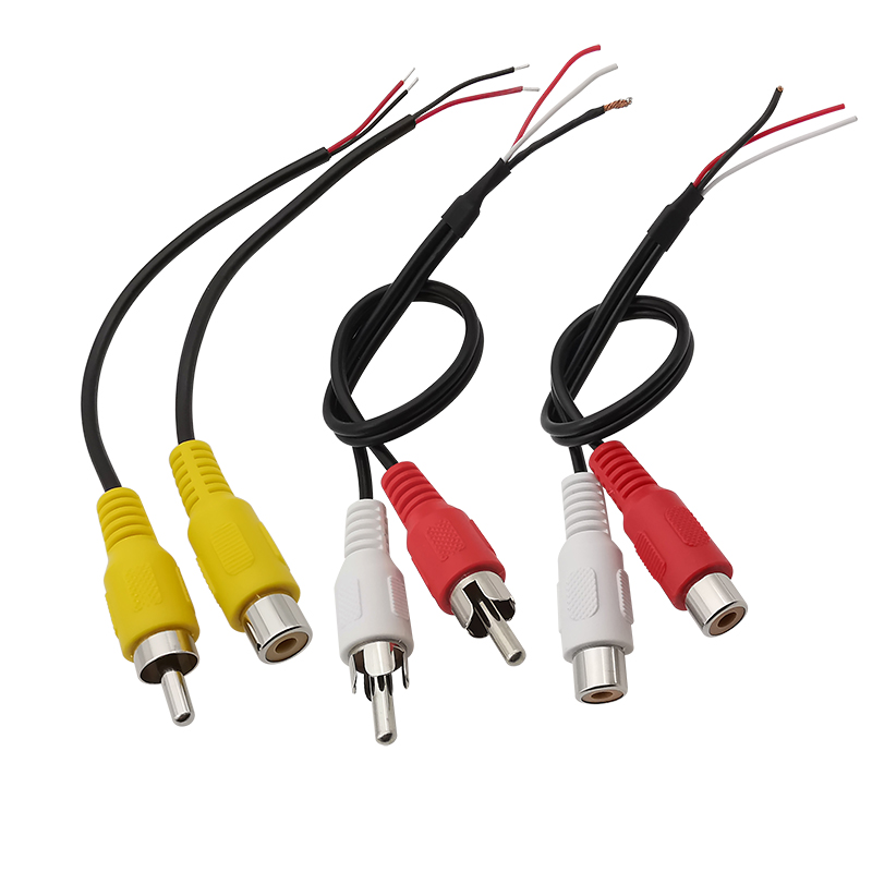 2Stck RCA Stecker/Buchse Audio- Kabel Verlängerung Draht Stecker Adapter RCA Audio- Video Kabel Zopf Schweißen DIY Stecker