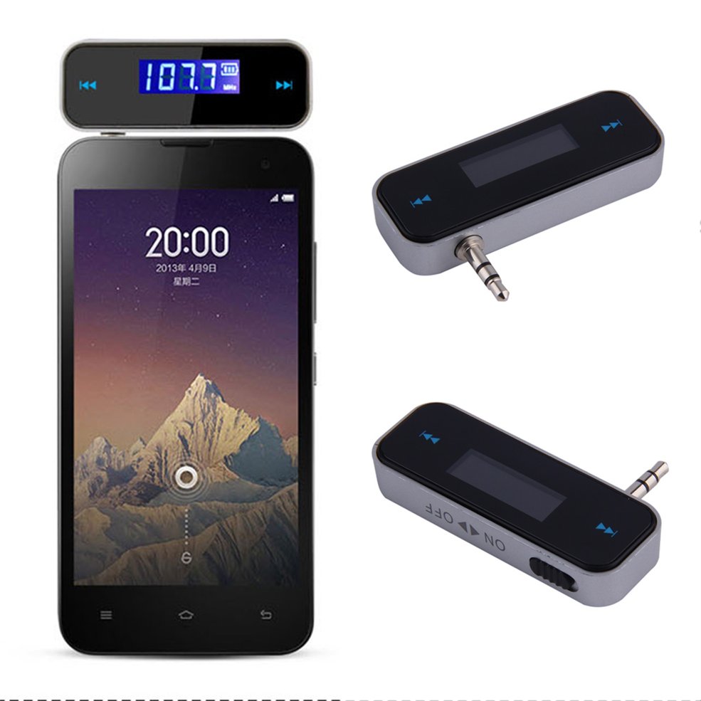 Mini Pocket Size Auto 3.5FM Zender Kit Muziek FM Met Usb-kabel voor Mobiele Telefoons LCD Display Car Kit Voor iPhone