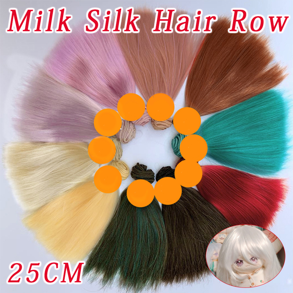 25 CM Melk Zijde Pop Haar Lange Rechte Synthetisch Haar Voor voor 1/3 1/4 1/6 BJD Pruik DIY Zachte Pop Pruik Accessoires