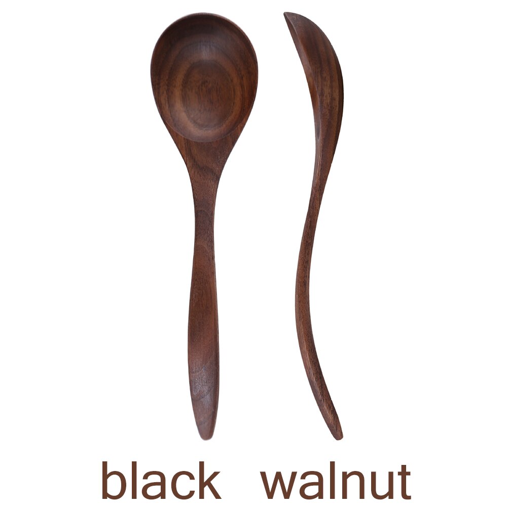 Natural Wood Spoon Bamboo Kitchen Cooking Dining Soup Tea Honey Coffee Utensil Tools Soup-Teaspoon Tableware 1Pc: D 7