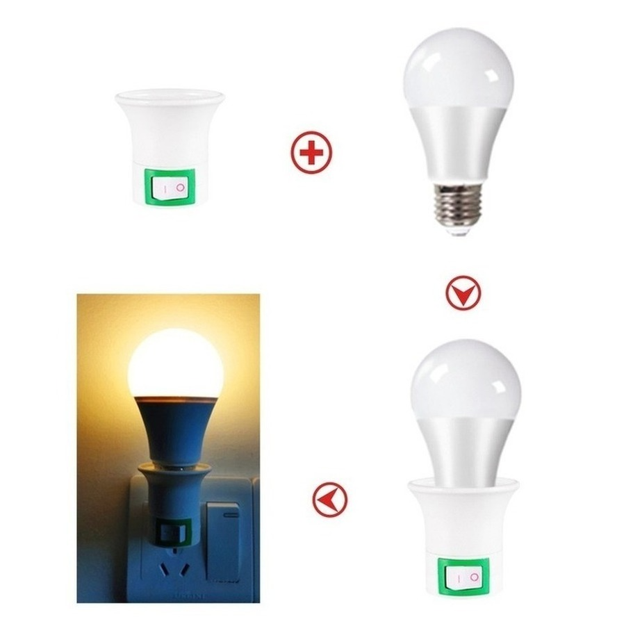 Adaptateur de prise E27 EU/US, 3 pièces, avec interrupteur de commande marche-arrêt, douille LED E27, Base de lampe, directe