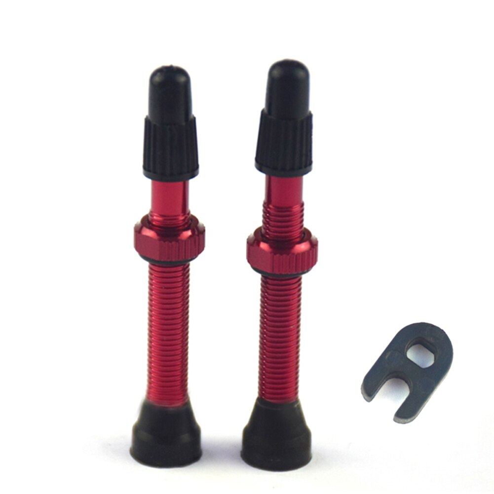 2Pcs 48/60/78mm MTB Road Bike Presta Valve Cap Bicycle Tubeless Tires Alloy Copper Presta Wheel Rim Valve Stems Dust Cover: Red 60mm