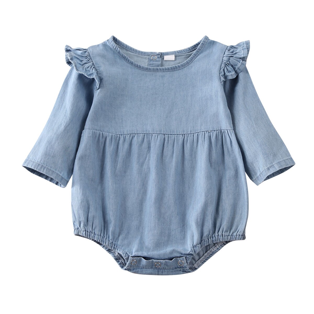 AU Stock Newborn Baby Boy Girl 0-18M Denim Romper Playsuit Outfit Set Clothes: Fly Sleeve / 6M