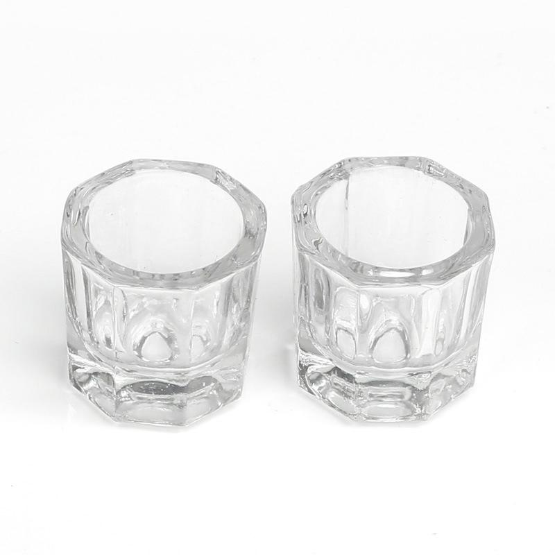 2 Stuks Mini Crystal Glas Schotel Achthoek Kom Cup Nail Liquid Tool Crystal Acryl Cup Apparatuur Nail Jar Art Art voor Mengen Po I6F0