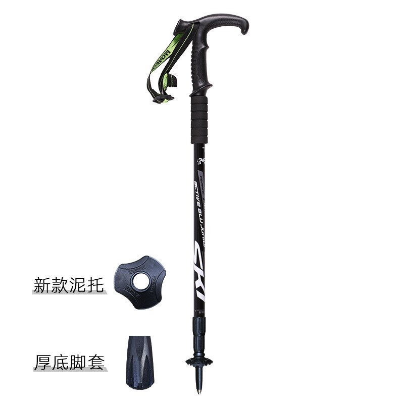 Pioneer – bâton de randonnée ultraléger à poignée en T, 3 Sections, pour Camping en plein air, canne d&#39;escalade: Black