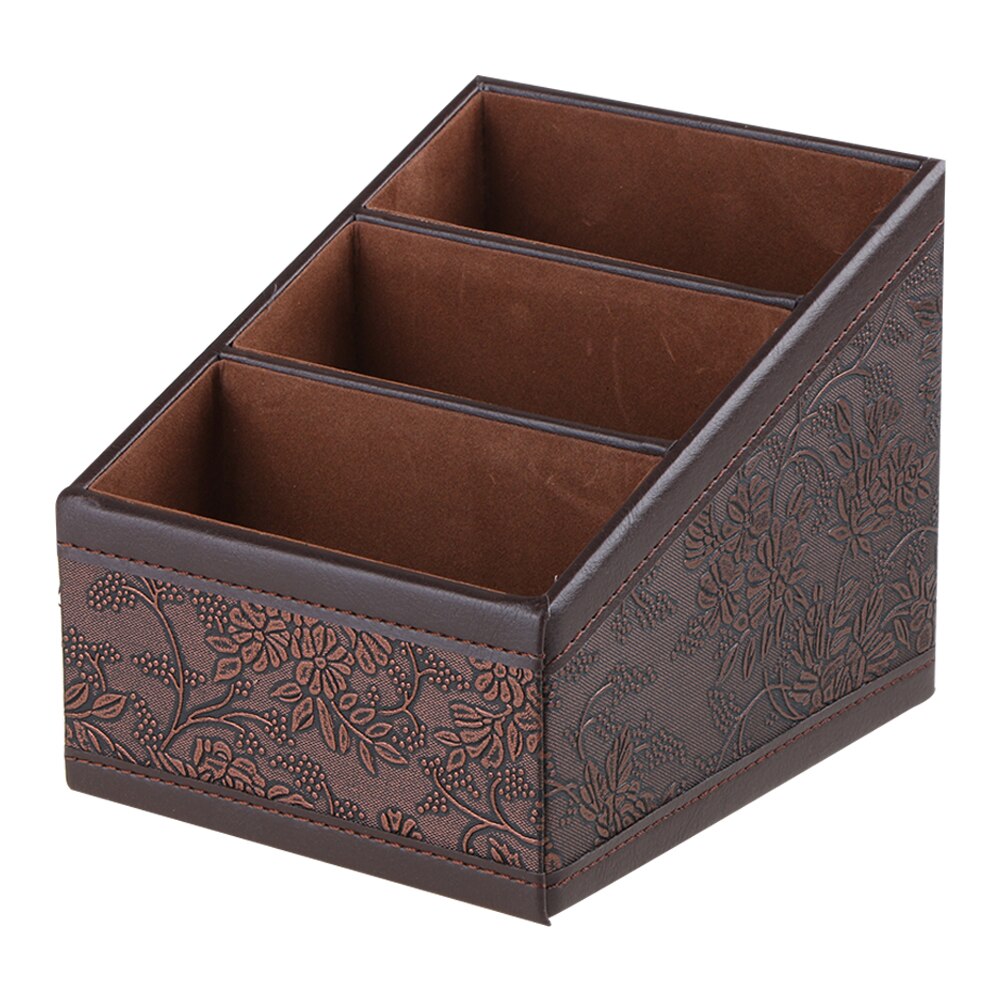 Retro Pu Opbergdoos Container Case Bloem Patroon Met 3 Compartimenten Afstandsbedieningen Make Kantoorbenodigdheden Organizer Box