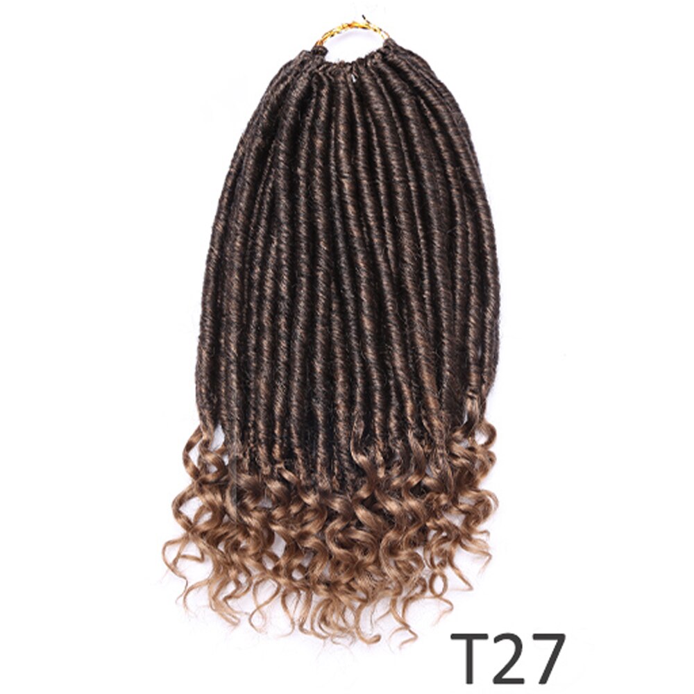 Lot Faux Locs Straight Crochet Hair Goddess Locs with Curly Ends 16 Inch Synthetic Prelooped Crochet Twist Hair Extensions: 12inch  T27