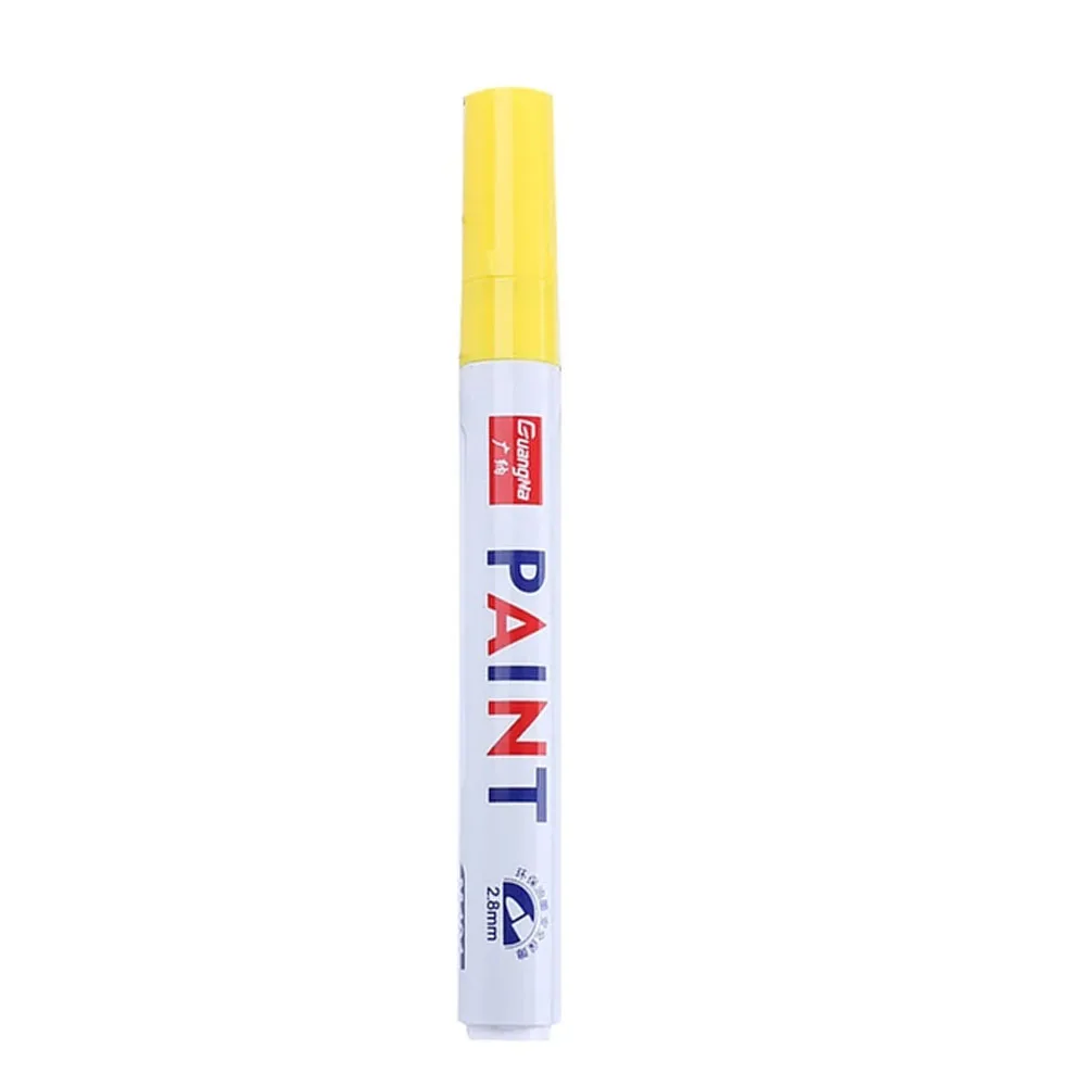 Caneta de pintura de carro à prova dwaterproof água roda de carro pneu pintura oleosa marca caneta auto borracha pneu piso cd metal marcador de pintura permanente: Amarelo