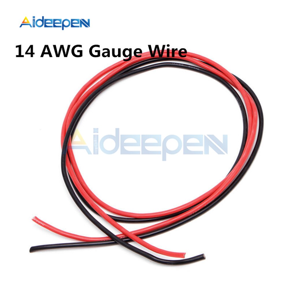 14 AWG Gauge Wire Flexible Silicone Stranded Copper Cables For RC Black 1M + Red 1M