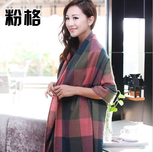 RUNMEIFA Luxury Brand Wool Winter Warm Women Scarf Plaid Thick Blanket Shawls and Wraps Scarves for Women: 8