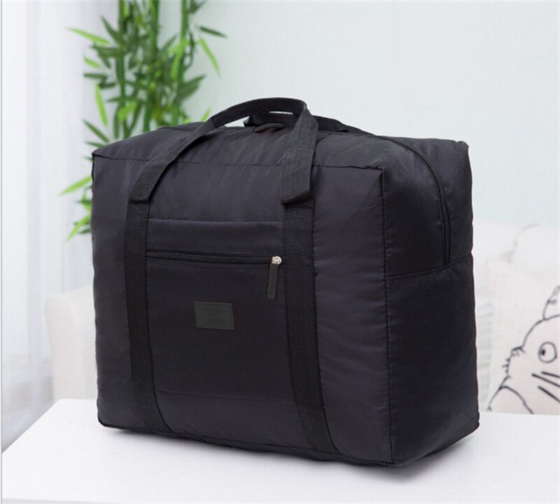 Wasserdicht Klapp Große Lagerung Reise Gepäck Nylon Tragen-auf Organizer Gabe Schulter Lagerung Taschen Große Größe Gepäck Tasche Heißer: Schwarz