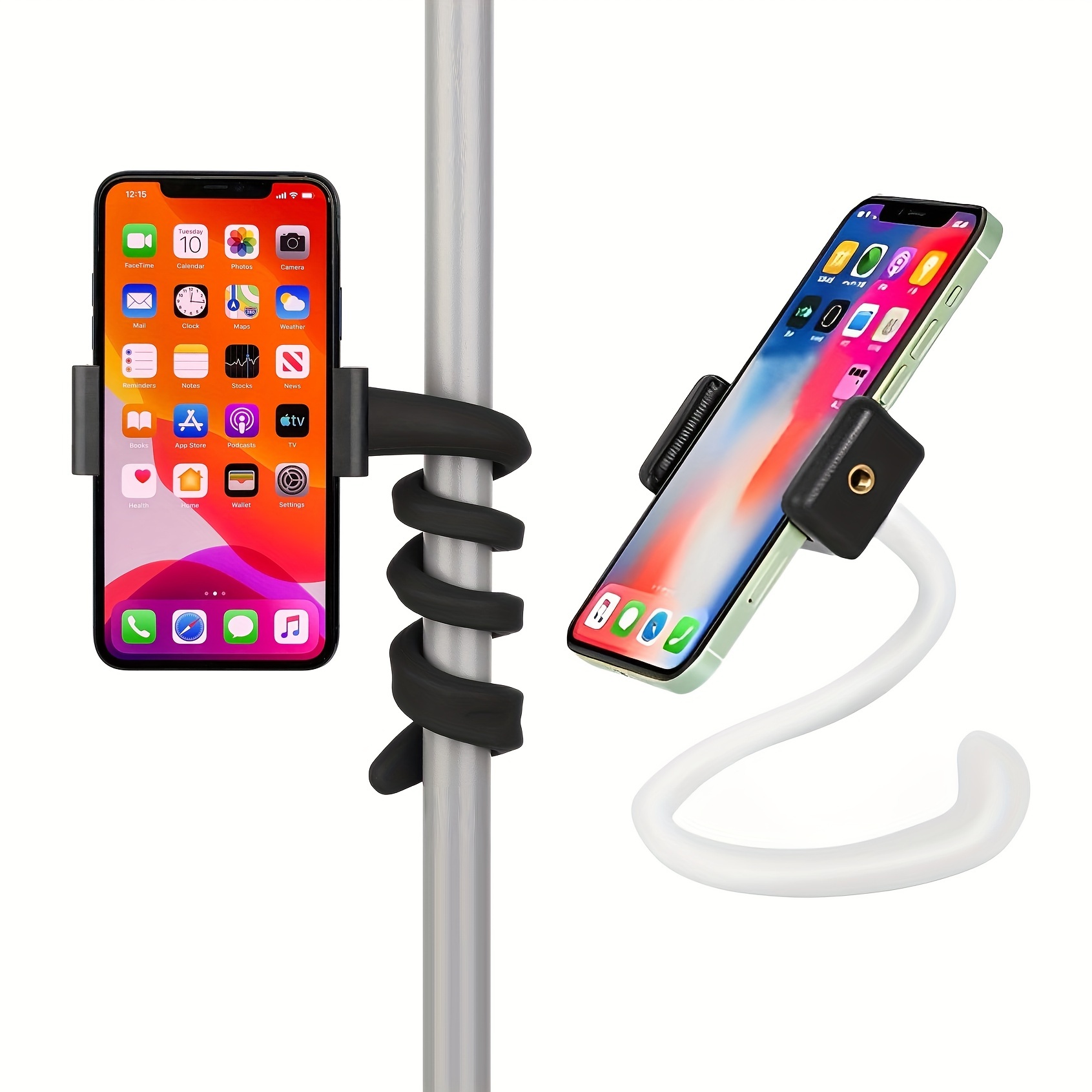 1 Stück tragbarer, flexibler Handyhalter-Ständer für Laufband, Spinbike, Kinderwagen, Einkaufswagen, Bett, Auto, Küche, Schreibtisch