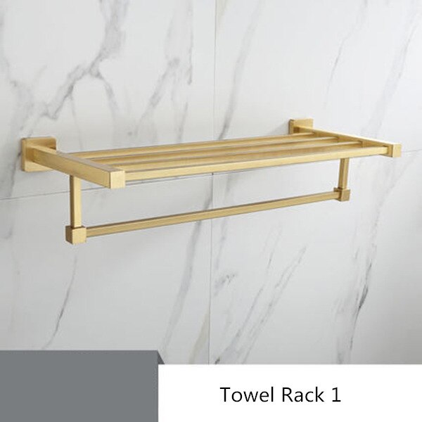 Set de accesorios de baño estante de baño para Oro pulido, toallero, soporte de papel para colgar toallas, soporte para escobillas de baño, accesorios de baño