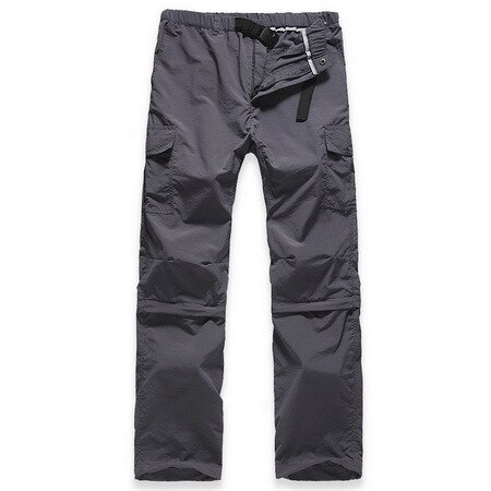 Avtagbare ben #39 cargo bukser lommer sommer herre sprutende raskt tørr vanntette bukser mann khaki tynn work casual bukse 3xl: L / Mørkegrå