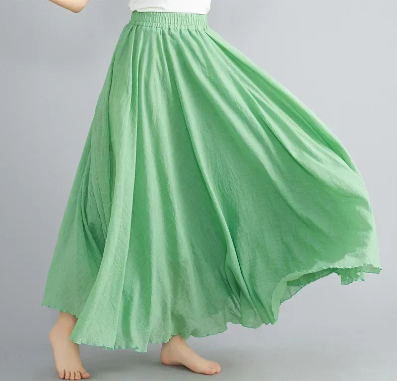 Clothes Women Clothing Skirts Vintage Y2k Streetwear Bohemian Cotton Linen Casual Vestido De Festa Long Skirt