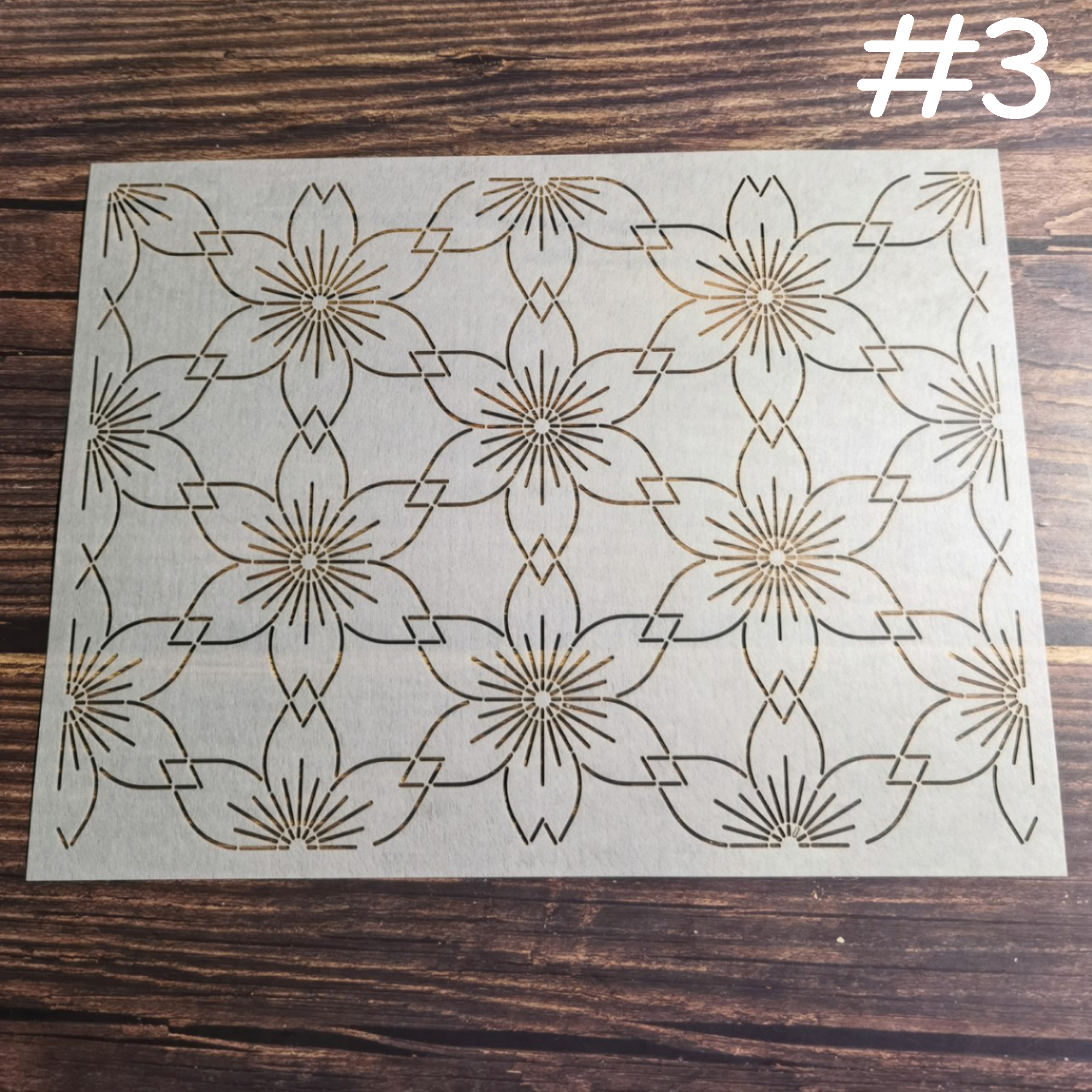 Sashiko Stencil, Sashiko embroidery pattern, Quilt stitch mold, 3 pattern options,Sakura pattern,coaster pattern: 3