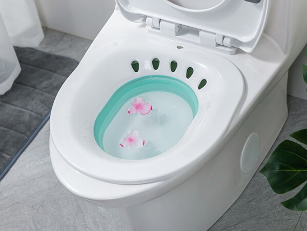 Foldet toilet sitz badekar soaking bassin til gravide kvinder hæmorider patient bærbare badekar: Grøn