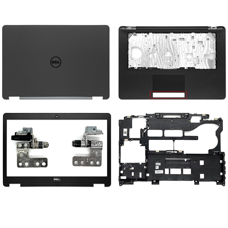 Coque arrière pour Dell Latitude E5470, avec cadre avant, charnière, repose-paume, boîtier inférieur, coque arrière, sans contact,