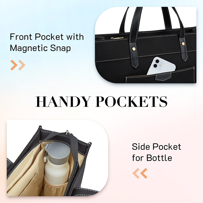 Missnine Tote Bag Canvas Laptoptas Reiskantoor College Handtas 15,6 inch Laptop Werkschoudertassen Casual aktetas