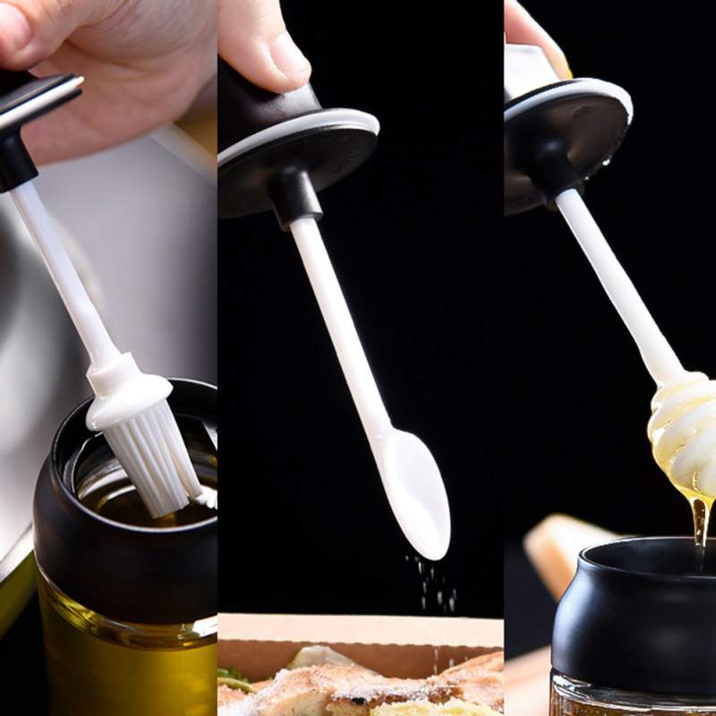 Køkkenglas gennemsigtig krydderiflaske salt krydderikrukke med ske honning fugtfast krukke