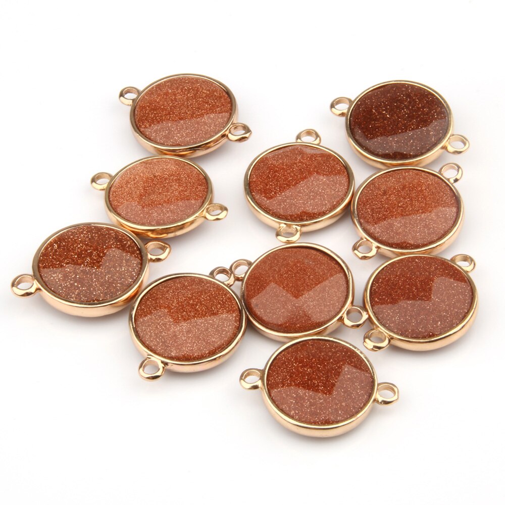 5pcs Naturale Ciondolo In Pietra di Figura Rotonda Sfaccettato Agated Del Pendente per Monili Che Fanno La Collana Accessorie Regalo per le Donne 15x27mm: gold sand