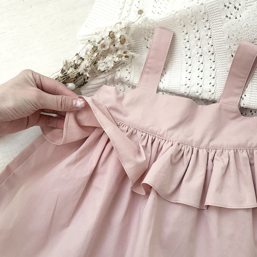 Vestito dal bambino della primavera di nuovo arrivo per le ragazze vestito casuale dalla neonata della principessa infantile senza maniche dell&#39;imbracatura rosa