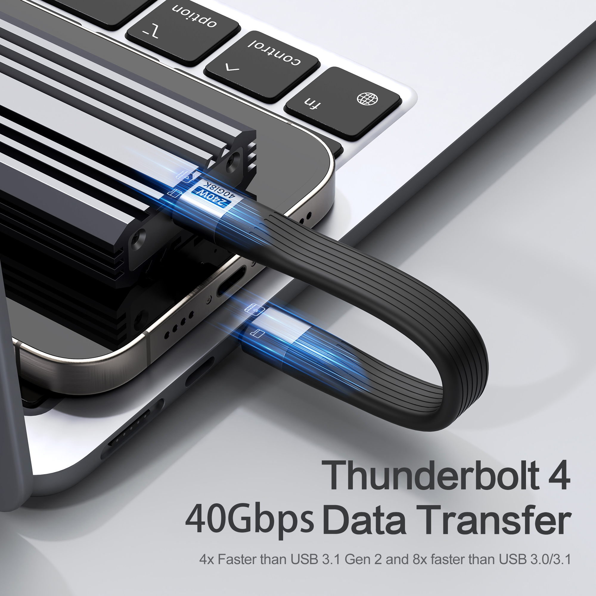 Câble de chargement USB C PD 240W pour iPhone 16, câble USB4, porte-clés Portable, transfert de données 40Gbps, câble Thunderbolt4/3 8K @ 60Hz, Type C