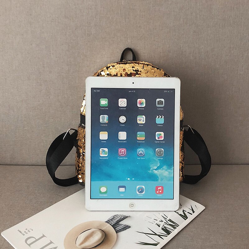 9 Inch Pu Backpack,Sequins Backpack,Cute Girl Print Shoulder Bag,School Bag for Teenager