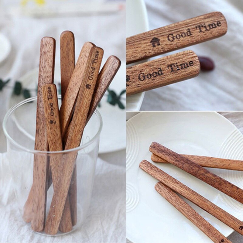 1PC de madera hecho a mano palito agitador de café palito agitador s agitador bebida mezclar batir herramienta Rod vasos Accessories7 *