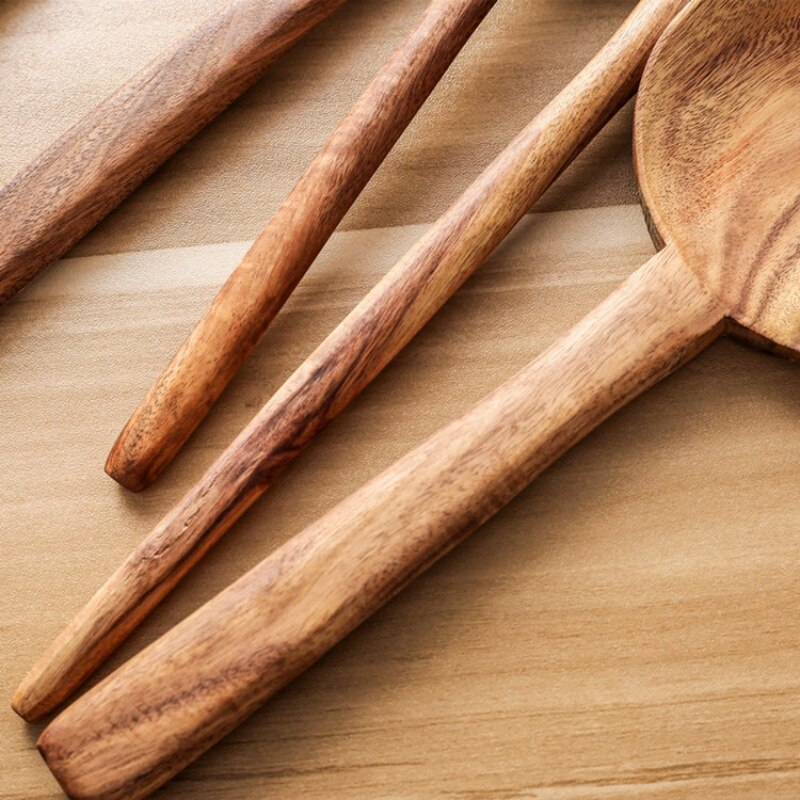 Wooden Spoon Long Handle Non-stick Pan Big Soup Spoon Spatula Cooking Utensils Resuable Tablewares Kitchen Cooking Tools..