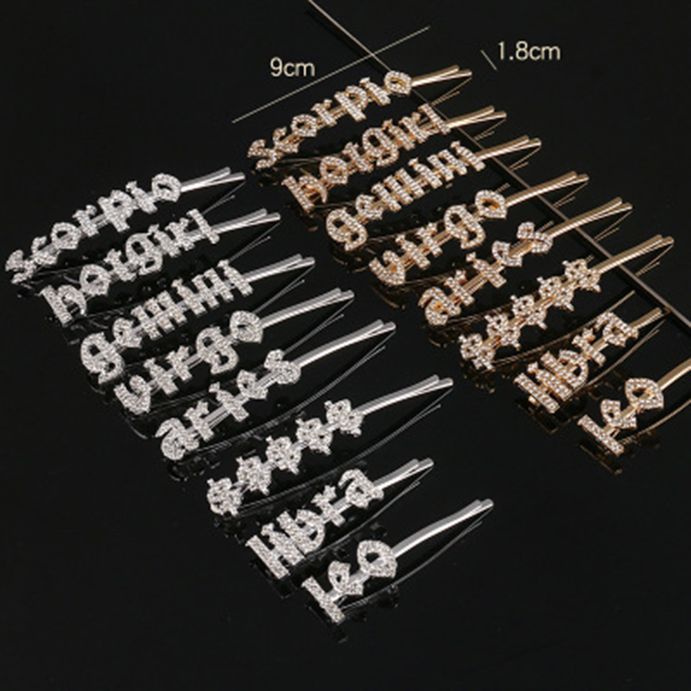 12 zodiac hårnålar trend strass stensatta hårspännen bobby pins bröllop kristall bling brud styling hårspänne