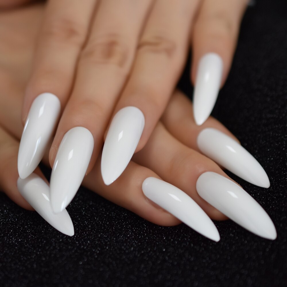 extra Lange Neon- Grün Gefälschte NäGel Super Stilett Gebogene Drücken Sie Auf FingernäGel UV Gel Polnischen Startseite Glossry Sommer Nagel Tipps 24: L5233