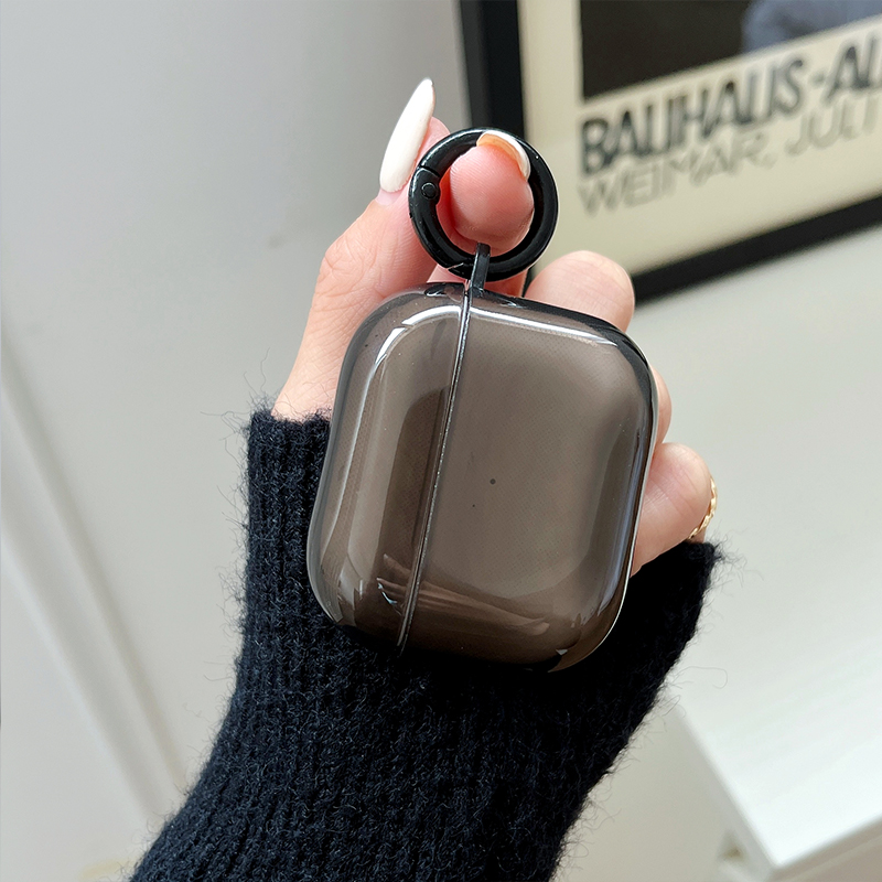 Funda fluorescente para auriculares de Color caramelo para Apple AirPods Pro 3 Air Pods 4 2 1 funda protectora transparente de TPU suave y transparente: S / Negro