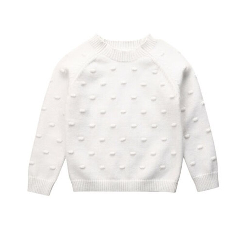 1-5 AÑOS NIÑOS bebé niña tejida suéteres Otoño Invierno ropa de lana suéteres cuello redondo rosa blanco niñas suéteres: Blanco / 12 meses