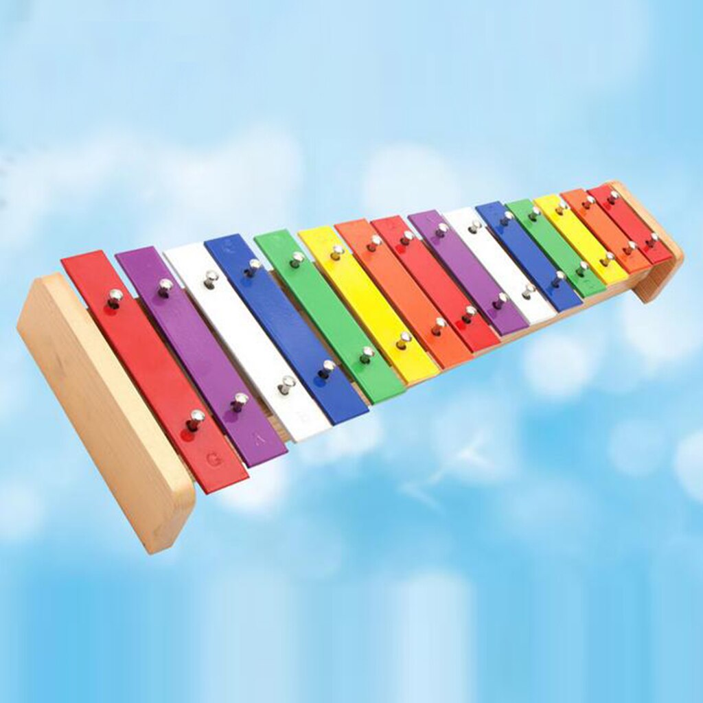 Wooden Xylophone Glockenspiel - 15-Note Musical Toy With Wooden Mallets
