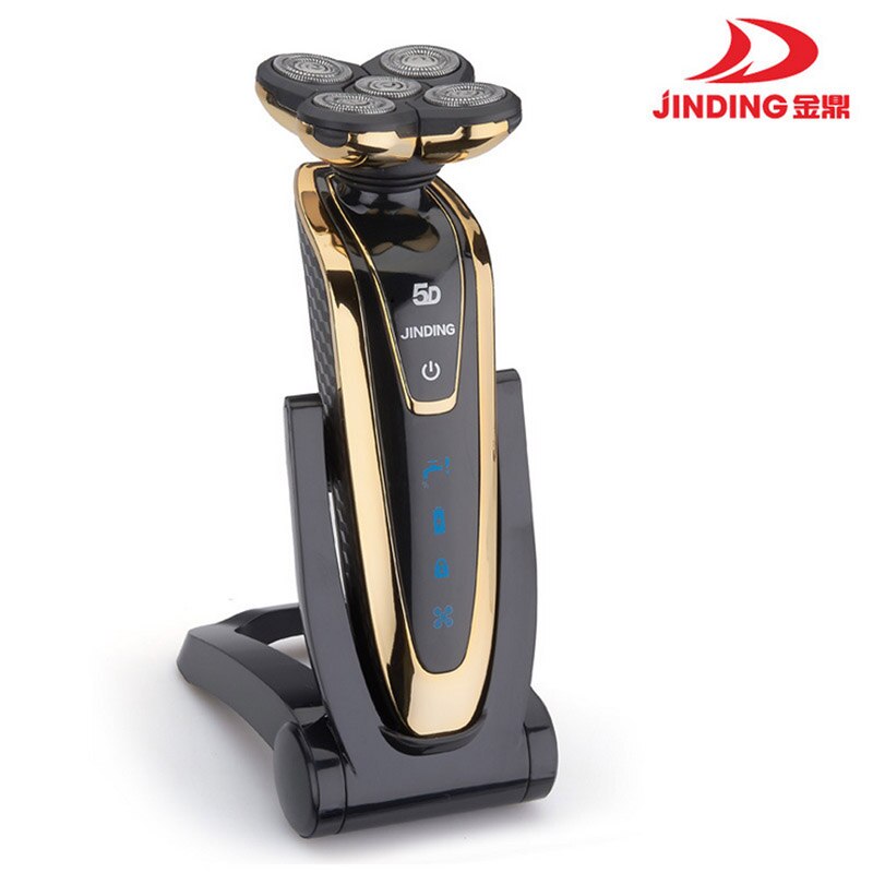 JINDING 5 Heads Washable Rechargeable Electronic Shaver Triple Blade Electric Shaving Razors Men Face Care 5D Floating RQ5580: GOLD