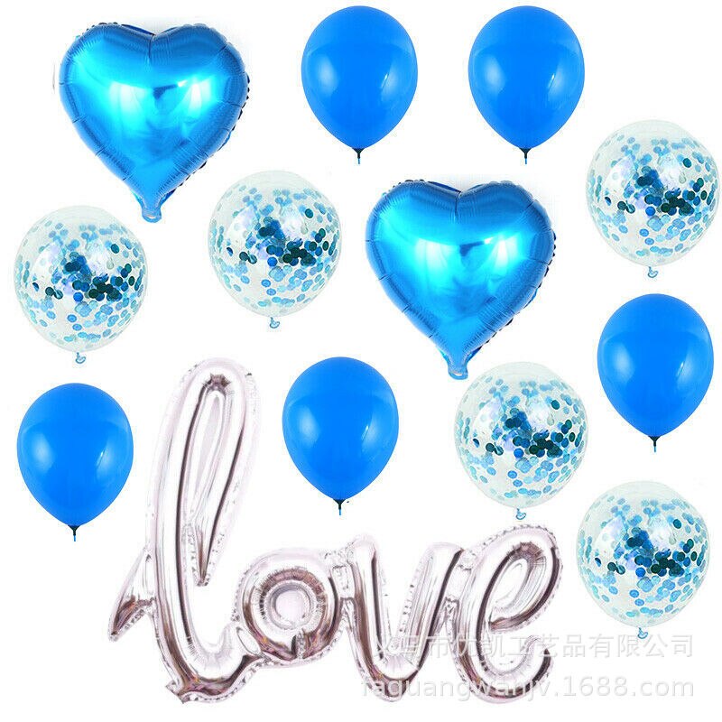 Valentinsdag stor sammenføjede kærlighed 12 tommer paillet ballon kombination dragt til bryllupsdekoration rund ballon: 8