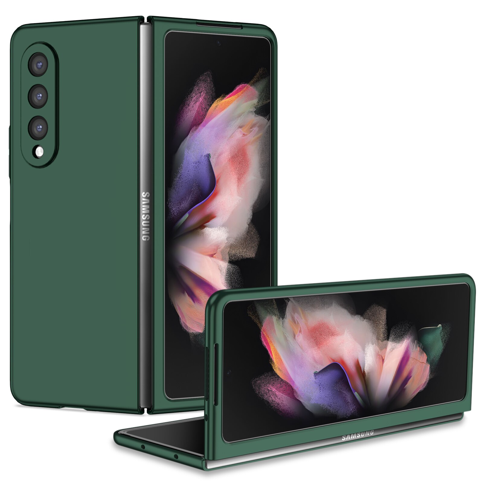Protection Folding PC Case for Samsung Galaxy Z Fold 3 5G Fold3 Fold2 Fold 2 Non-Fingerprint Cell Phone Cases Cover: for samsung Z Fold 2 / green