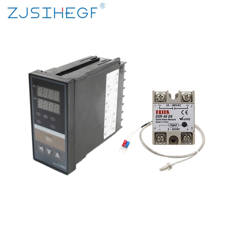 Dual Digital PID Temperature Controller REX-C400 with Sensor K Thermocouple M6 Input SSR replyOutput SSR-40DA REXC-400: C400 K 40DA
