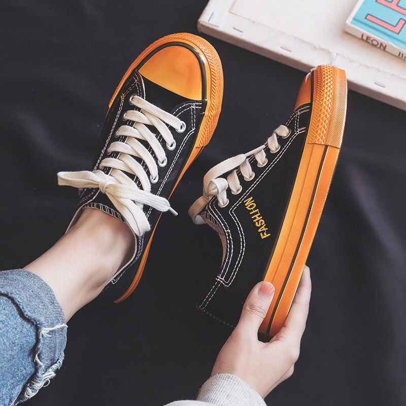 Dames canvas schoenen veterschoenen dames gevulkaniseerde schoenen dames casual schoenen vuile sneakers tennisschoenen dames: Zwart / 6