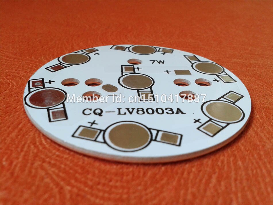 7 W LED PCB 49mm voor 7 pcs LEDs, aluminium plaat basis, aluminium PCB Printplaten, high power 7 W LED DIY PCB