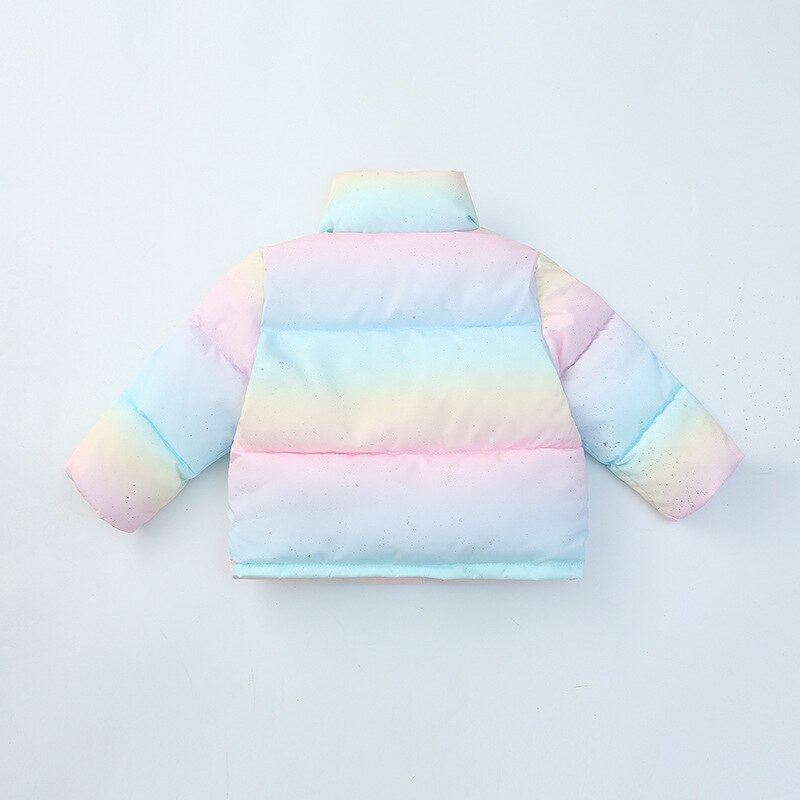 Abrigo acolchado de algodón para niña, abrigo con estampado de arco iris para bebé, Abrigo acolchado de cuello alto para niño