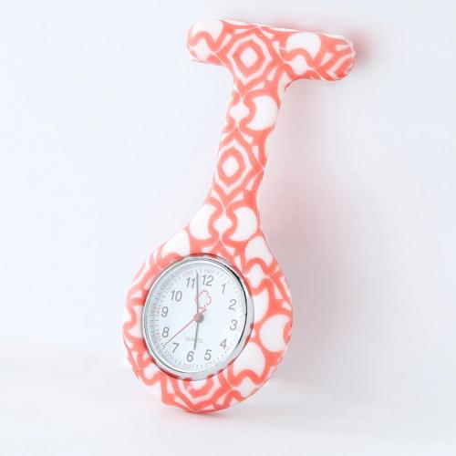 Reloj de enfermera con esfera redonda, reloj con números arábigos, de silicona, galvanoplastia, , broche de enfermera para Hospital: 2