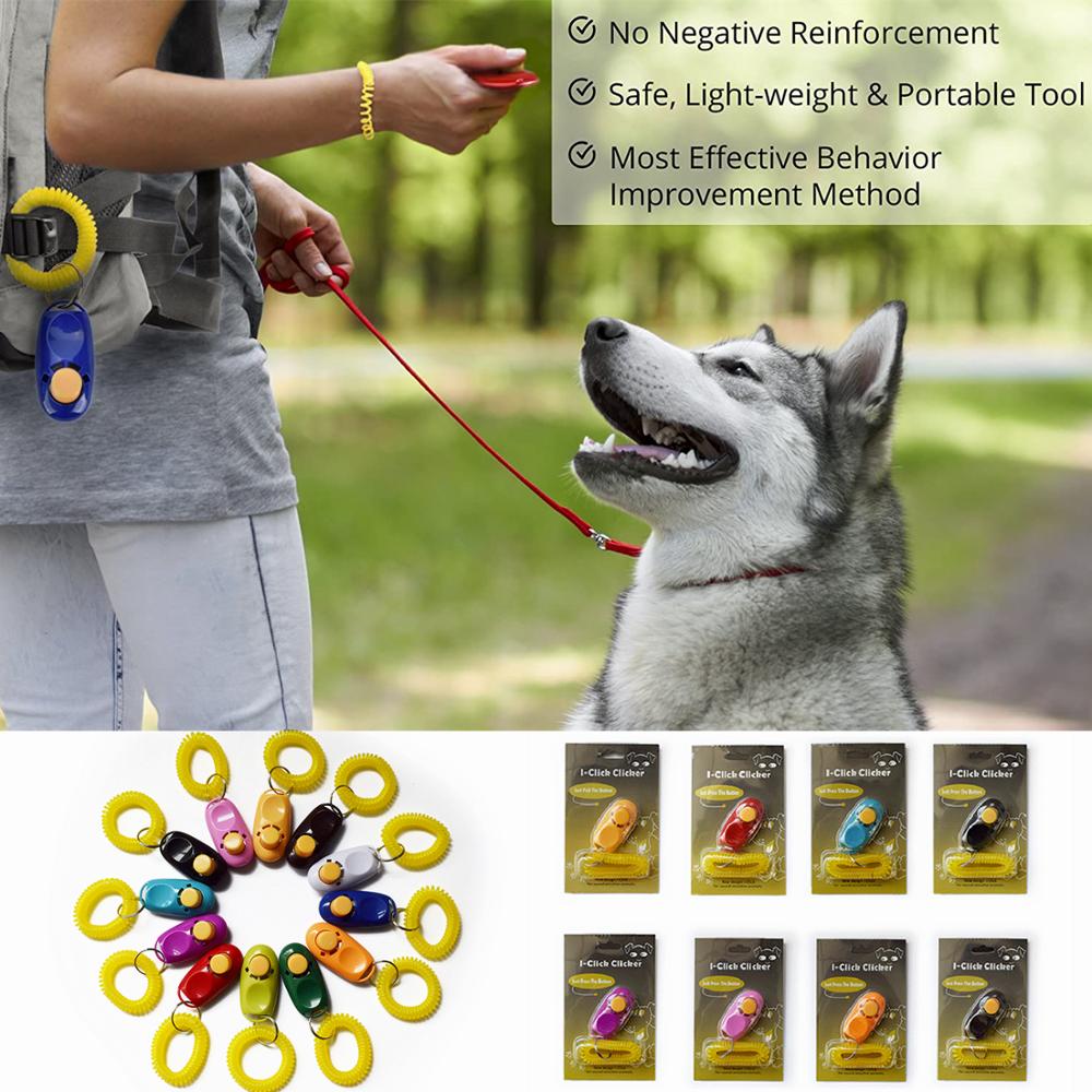 1PC Portable Pet Clicker Whistle Training Guide Wrist Band Delicate Pets Dog Cat Button Trainer Pet Dog Supplies
