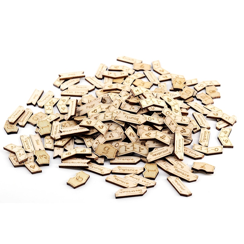 Mtg-fähigkeit, loyalität und  +1/+1 marken, set  of 194, holz-schlüsselwort, magische spielsteine, kompatibel mit magic: the gathering