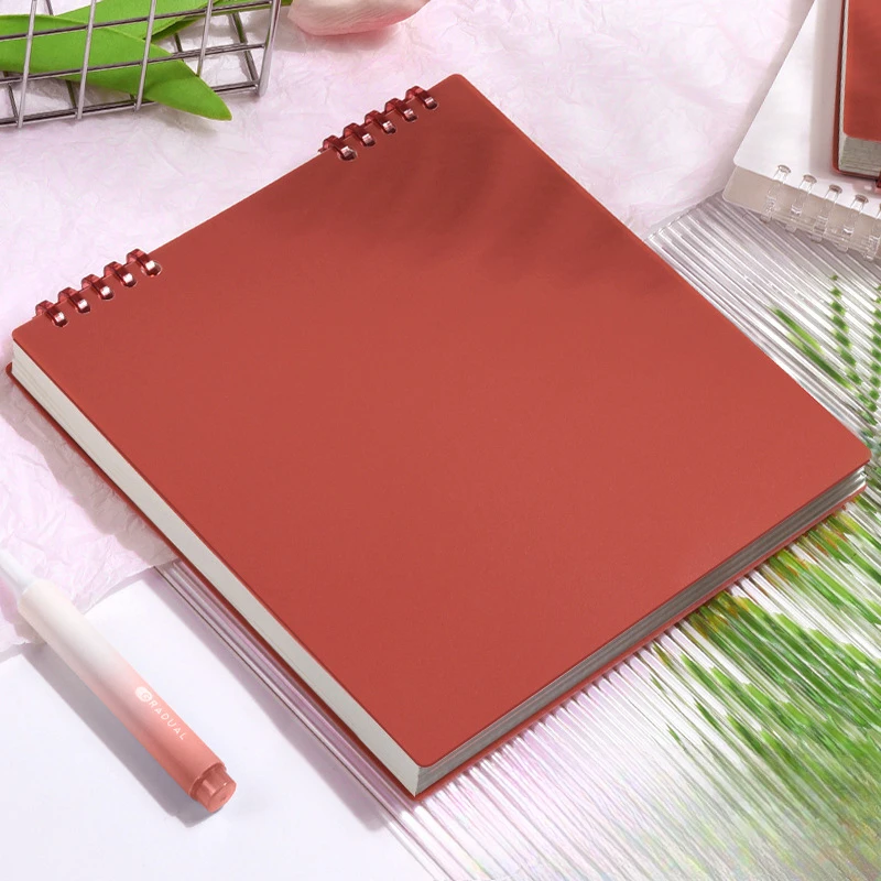 Flip Notepad Grid Notebooks B5 Diary Leaf Notebook Sketch Book Stationery Journal Writing Pads Office School Supplies: Burgundy