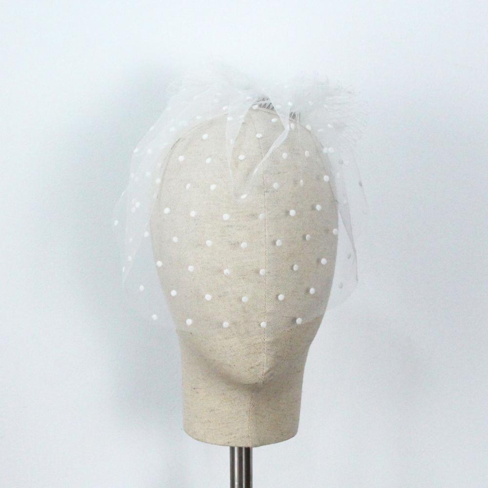 Wit Zwart Dot Vintage Bruiloft Bruids Haaraccessoires Strik Tule Vogelkooi Sluier Hoofddeksel Hoofd Sluier Mini Bruiloft Bruid Hoed: White