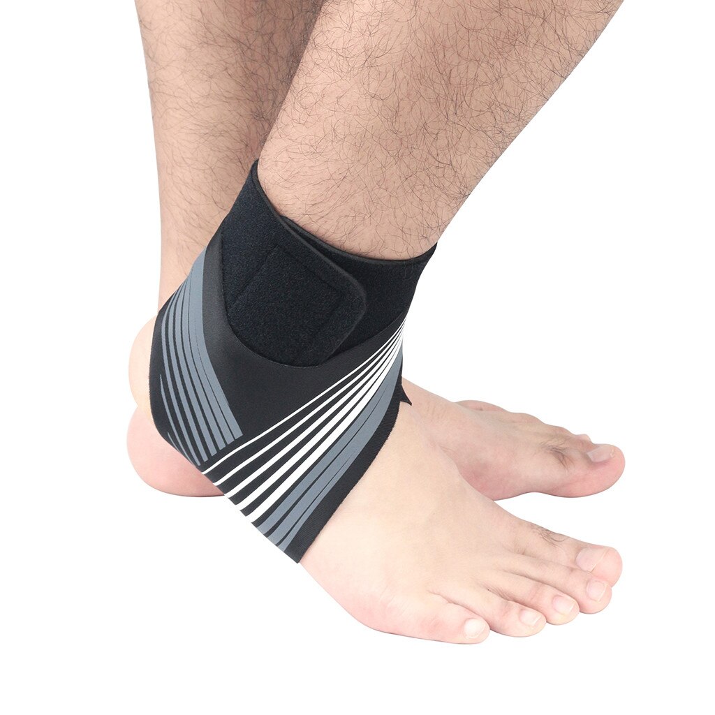Elastic Bandage Support Ankle Protector For Sport Gym Ankle Brace With Strap Belt achilles tendon retainer Foot Guard #D: Gray / XL