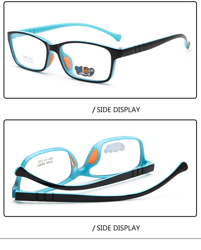 Børne briller bsx 8837 pige drenge fuld rim stel studerende kan udstyre nærsynethed linse  tr90 briller behagelig silikone næsepude: C5